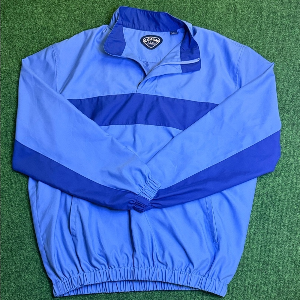 Callaway- Vintage Blue Q-Zip Weather Resistant Windbreaker (Size Large / *MINT*)